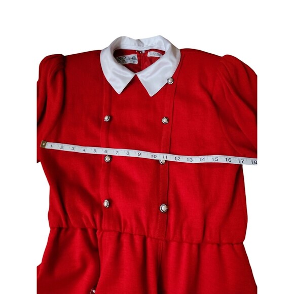 Ciao Ltd Vintage 80s Midi Dress Womens Size 10 Apple Red Belted Wool Office Twee - Picture 6 of 7